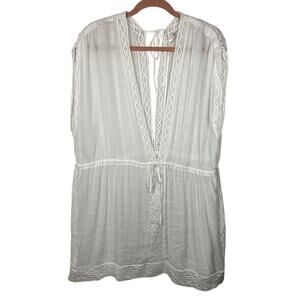 Freya White Lace Trim Swimsuit Cover-Up Women's Medium